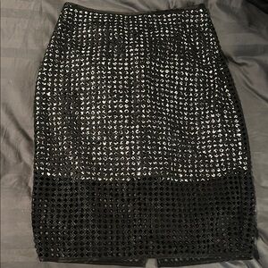 Banana Republic Black Silver Embellished Pencil Skirt